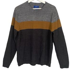 APT. 9 Sweater Seriously Soft Crewneck Long Sleeve Charcoal Caramel Grey Men L
